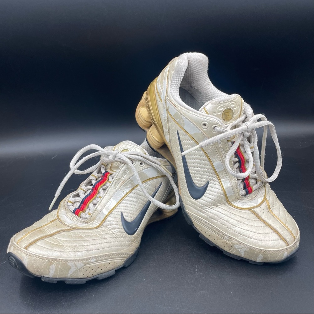 Nike Shox NZ 316546-141 White Gold Red 2007 Women’s Sz 7 VTG Sneakers Worn